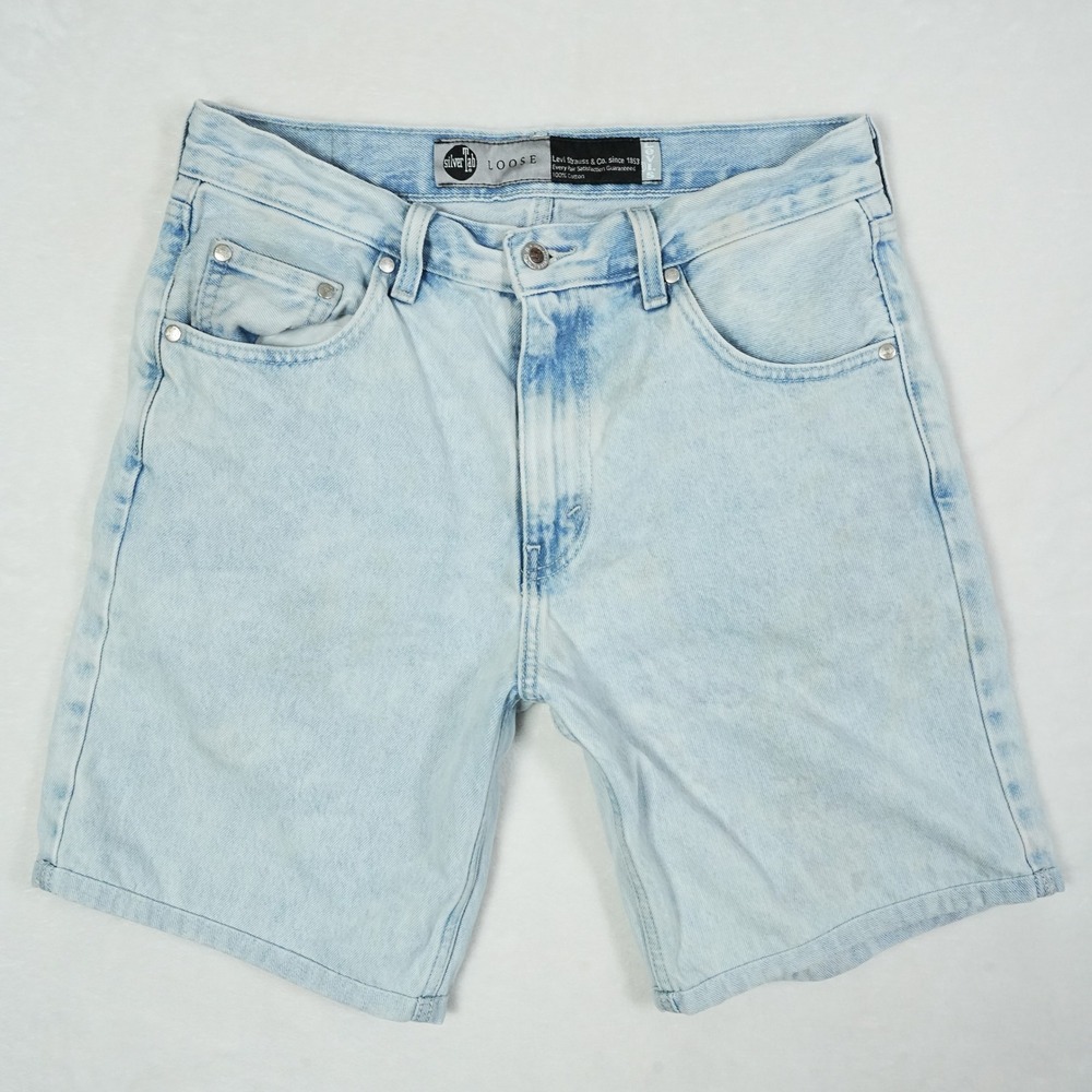 Levis SilverTab Loose Fit Denim Shorts Mens 30 Light Wash Blue 90s‎ Style Baggy